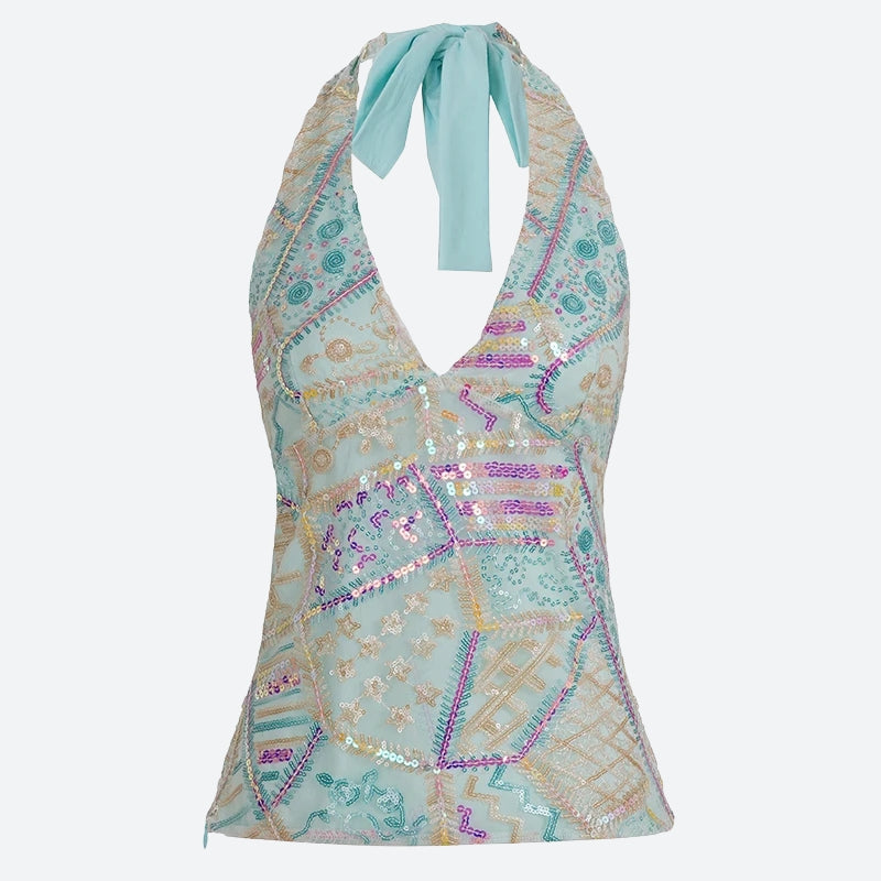 Sequined Halter Top