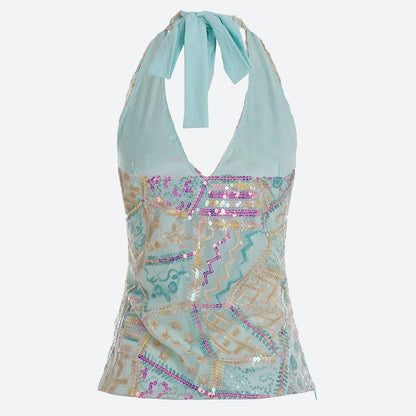 Sequined Halter Top