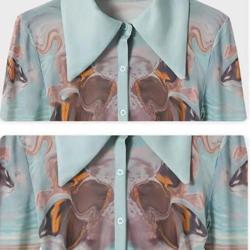 Y2K Sheer Button Up Mesh Shirt