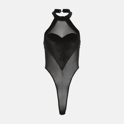 Y2K Sheer Heart Halter Top