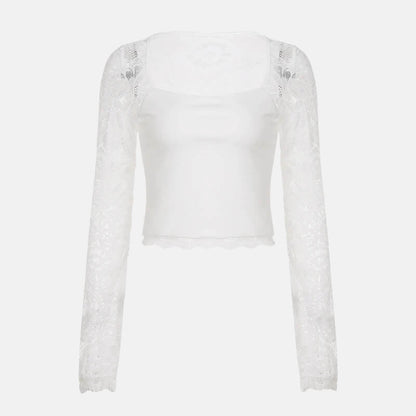 Y2K Sheer Lace Sleeve Top