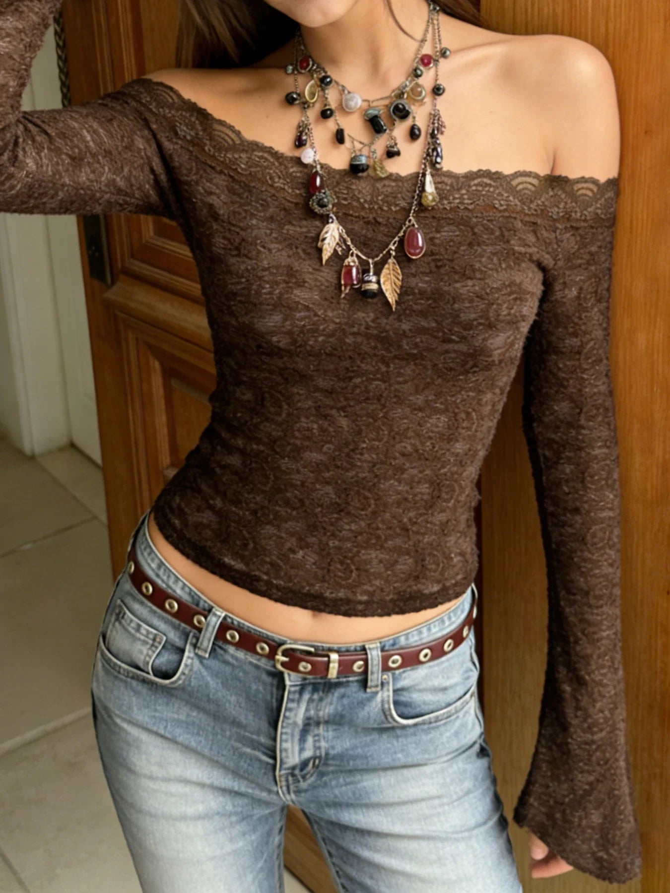 Y2K Sheer Lace Top