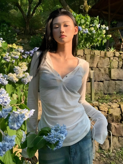 Y2K Sheer Ruched Hoodie Top