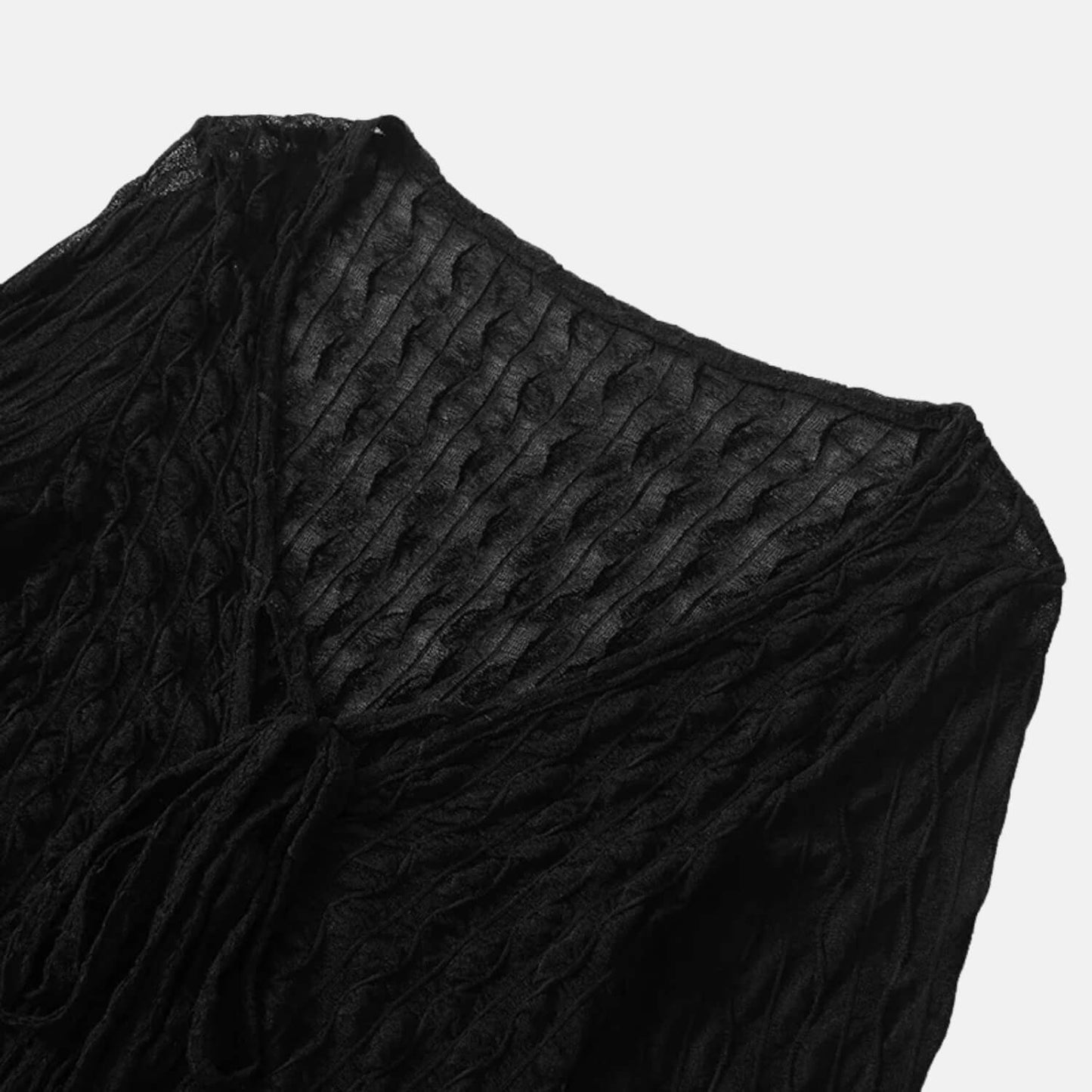Y2K Sheer Tie Front Crop Top
