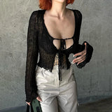 Sheer Tie-Front Crop Top