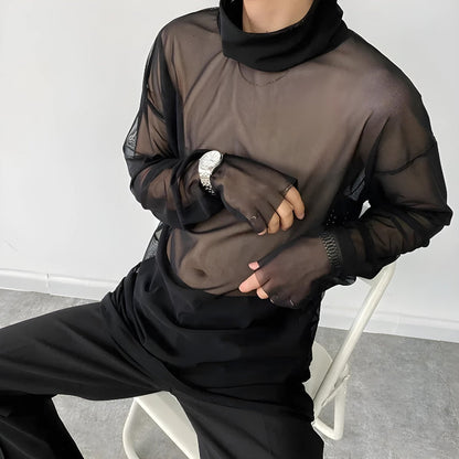 Y2K Sheer Turtle Neck Top