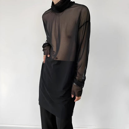 Y2K Sheer Turtle Neck Top