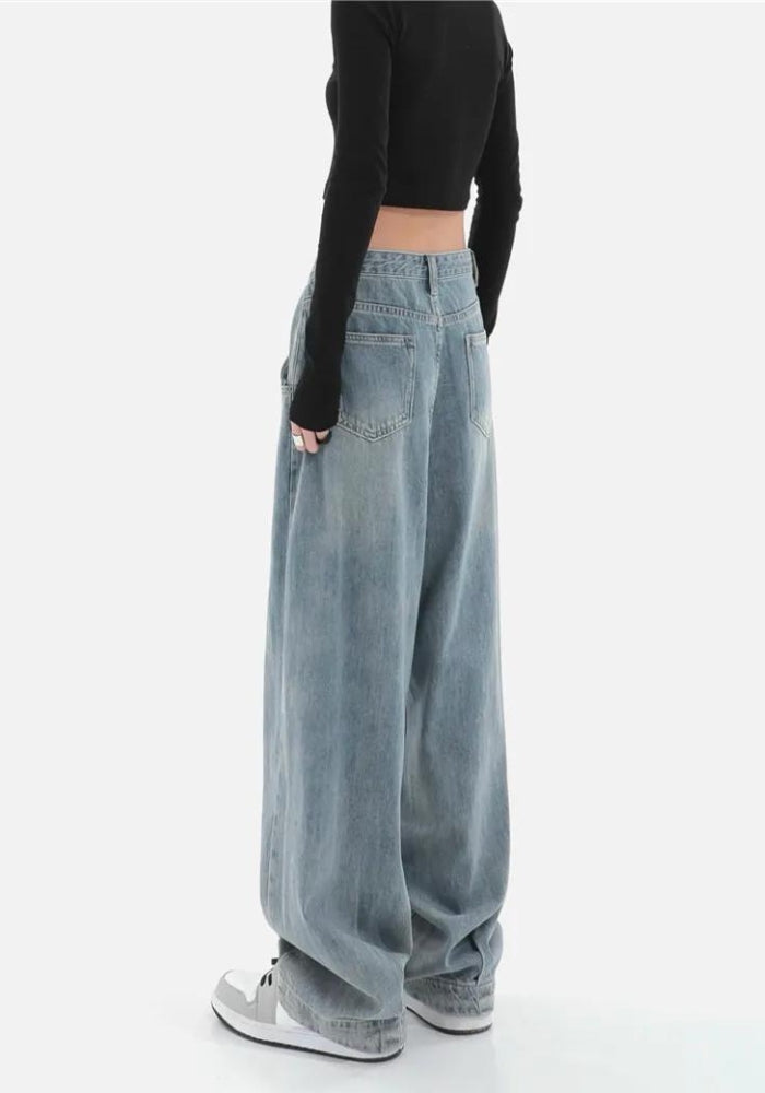 Y2K Skater Pleated Baggy Jeans