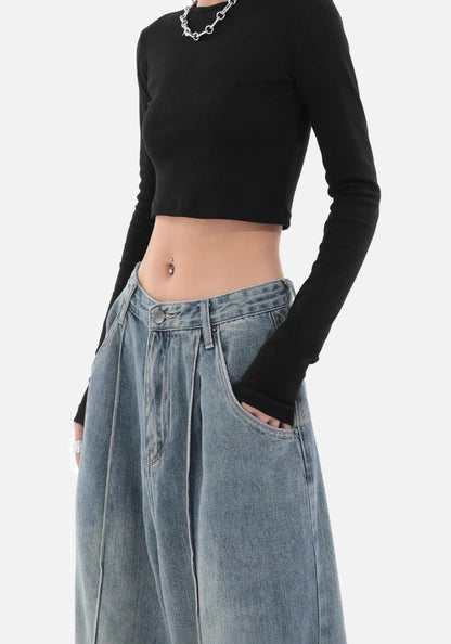 Y2K Skater Pleated Baggy Jeans