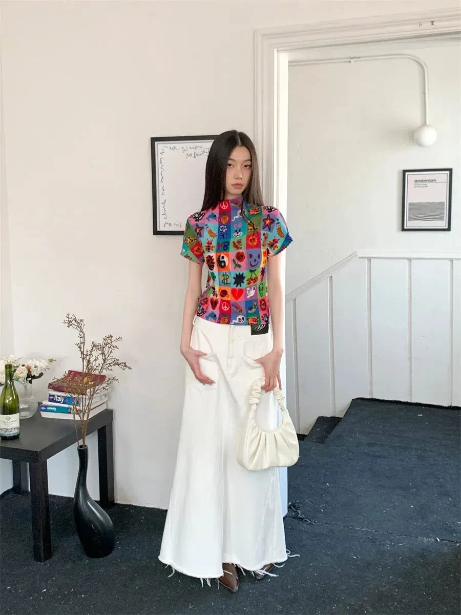 Y2K Sketchbook Pleated Top