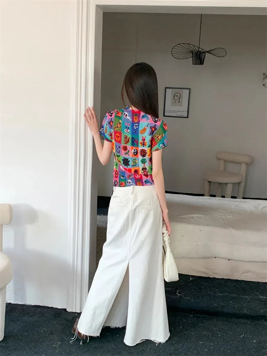Y2K Sketchbook Pleated Top