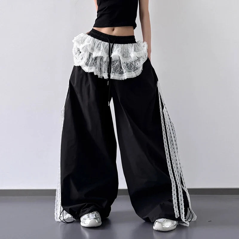 Y2K Skirted Parachute Pants