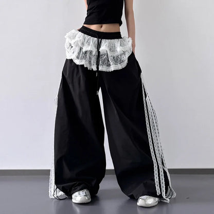 Y2K Skirted Parachute Pants