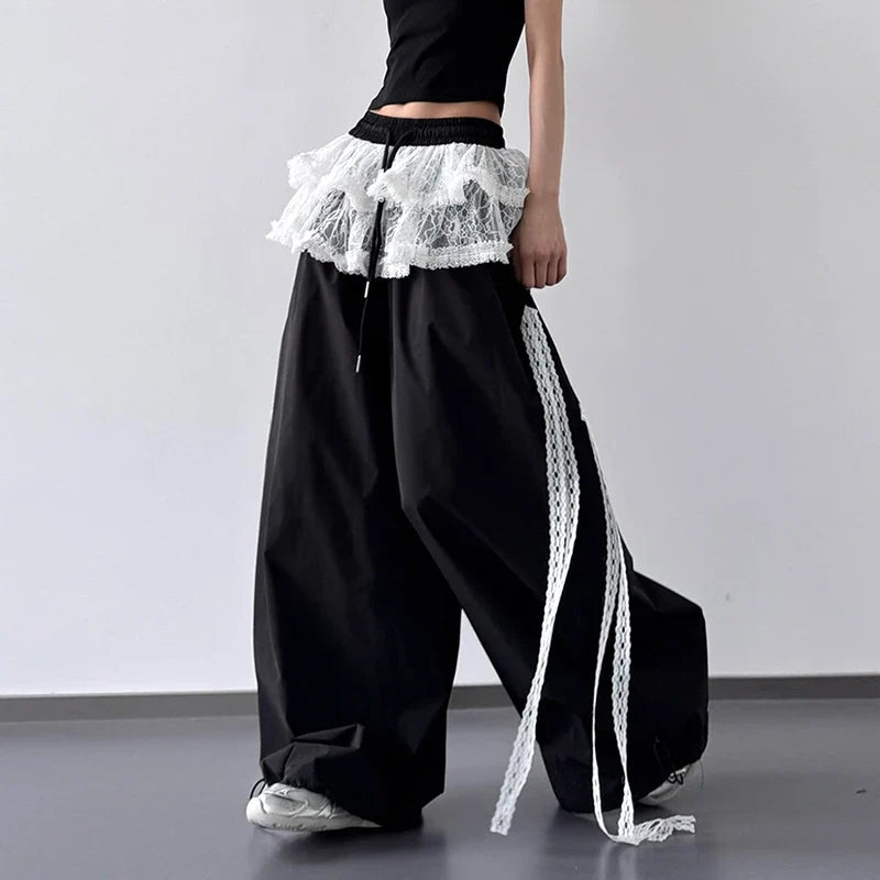 Y2K Skirted Parachute Pants