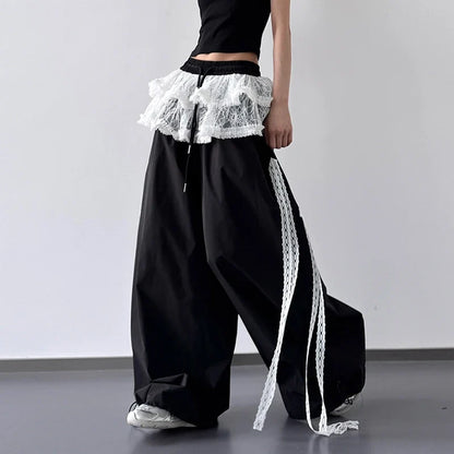 Y2K Skirted Parachute Pants