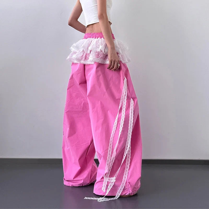 Y2K Skirted Parachute Pants