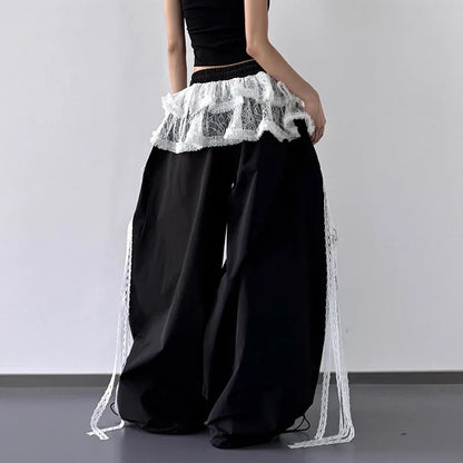 Y2K Skirted Parachute Pants