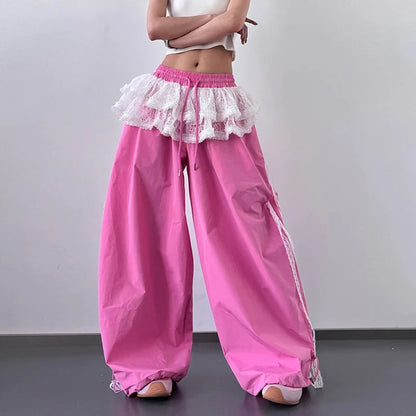 Y2K Skirted Parachute Pants