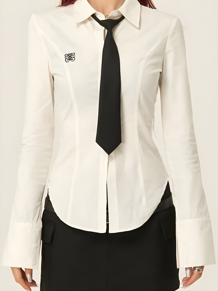 Y2K Slim Fit Tie Shirt