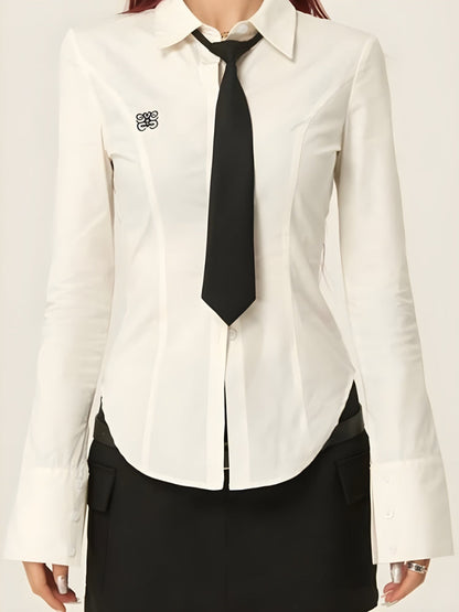 Y2K Slim Fit Tie Shirt
