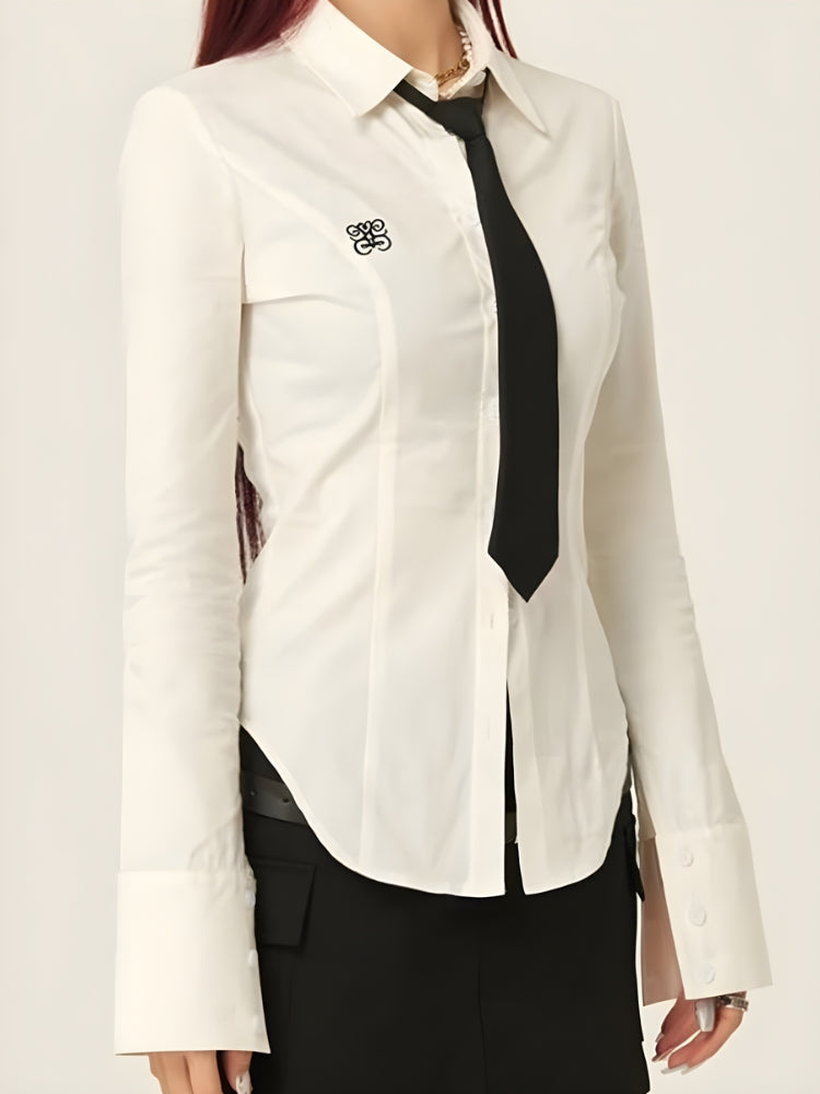 Y2K Slim Fit Tie Shirt