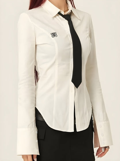 Y2K Slim Fit Tie Shirt