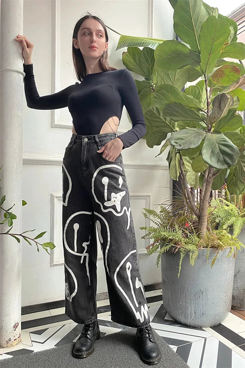 Y2K Smiley Jeans