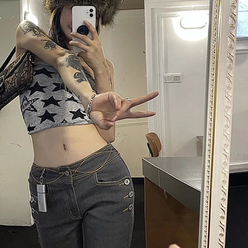 Y2K Star Bandeau Crop Top