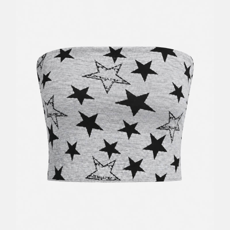 Y2K Star Bandeau Crop Top