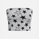 Star Print Bandeau Crop Top