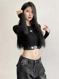 Star Print Belted Crop Top