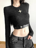 Star Print Belted Crop Top