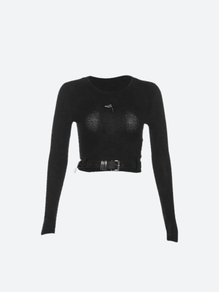 Star Print Belted Crop Top