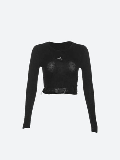 Star Print Belted Crop Top
