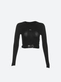 Star Print Belted Crop Top