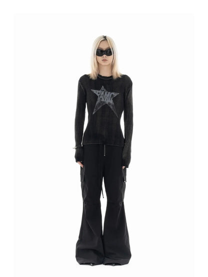 Y2K Star Corduroy Sweater