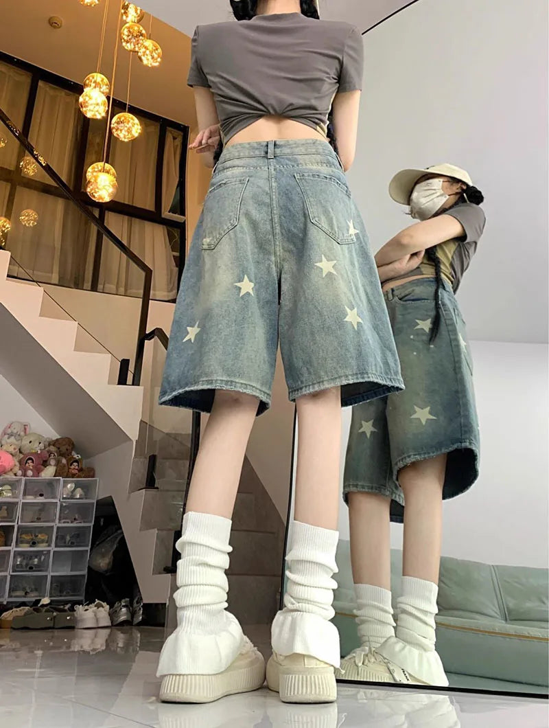 Y2K Star Print Jorts