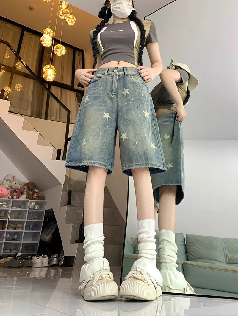 Y2K Star Print Jorts