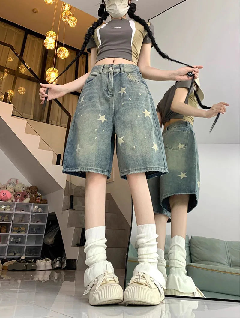 Y2K Star Print Jorts