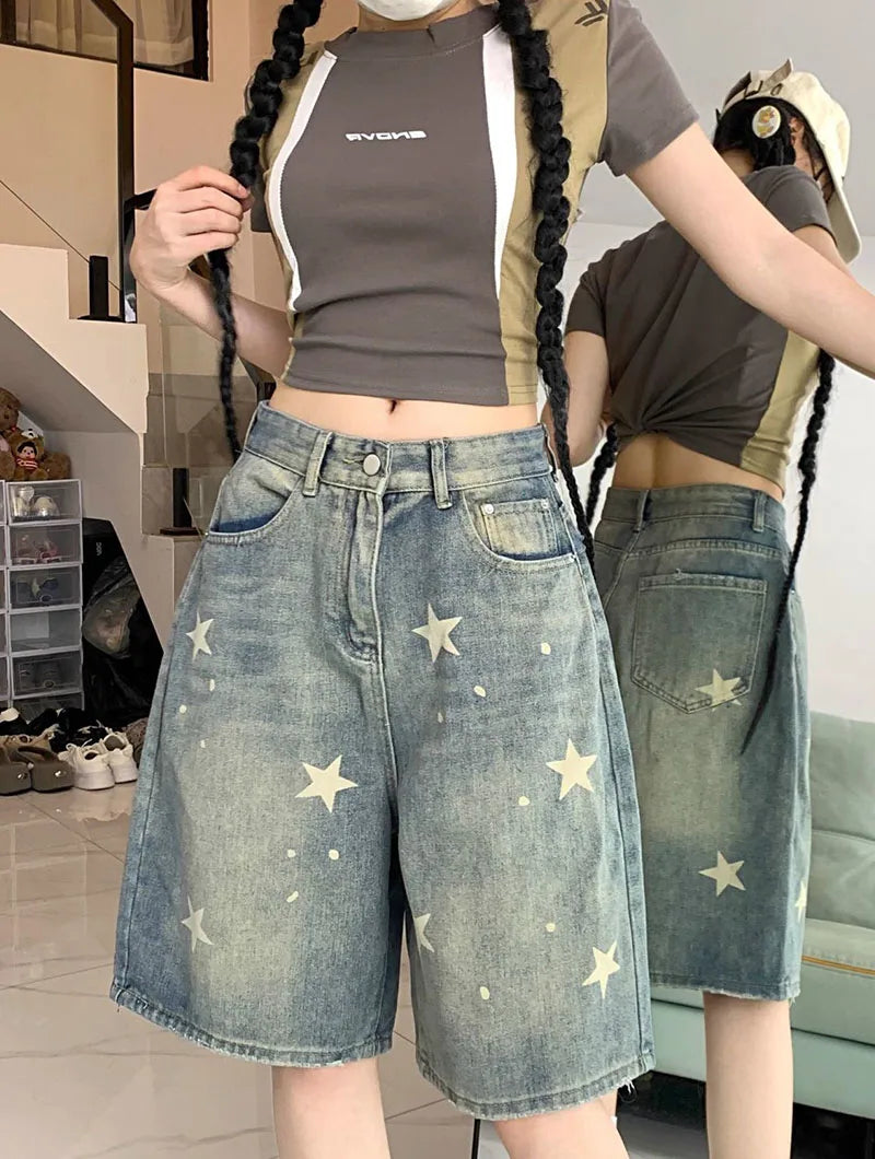 Y2K Star Print Jorts
