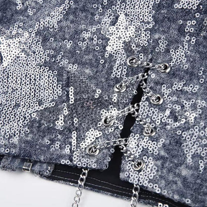 Star Sequined Crop Top