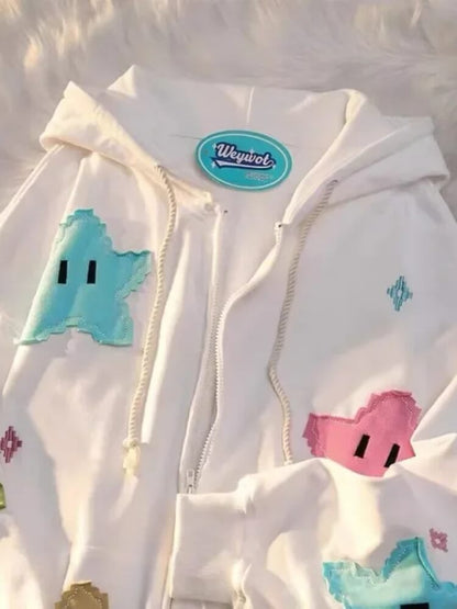 Y2K Star Zip Oversized Hoodie