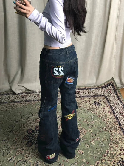 Y2K Sticker Cargo Jeans