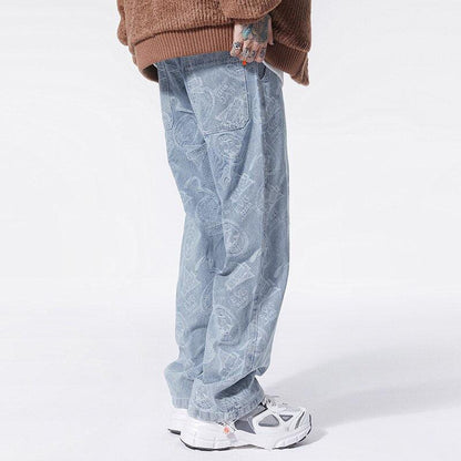 Y2K Straight Leg Printed Jeans