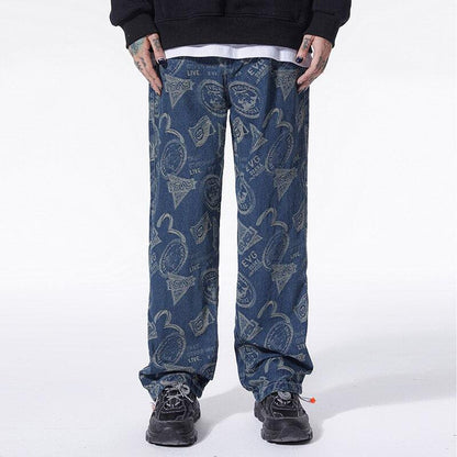 Y2K Straight Leg Printed Jeans