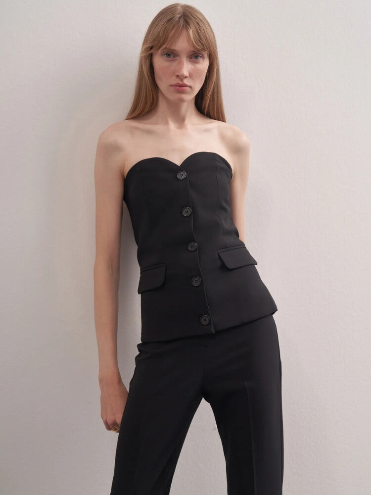 Y2K Strapless Button Up Top