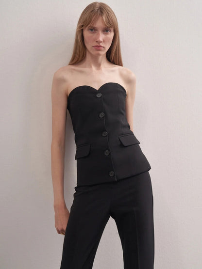 Y2K Strapless Button Up Top