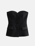 Strapless Button-Up Crop Top