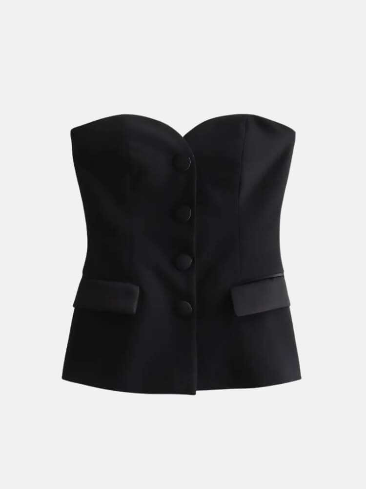Y2K Strapless Button Up Top