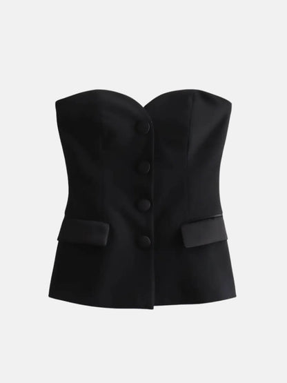 Y2K Strapless Button Up Top